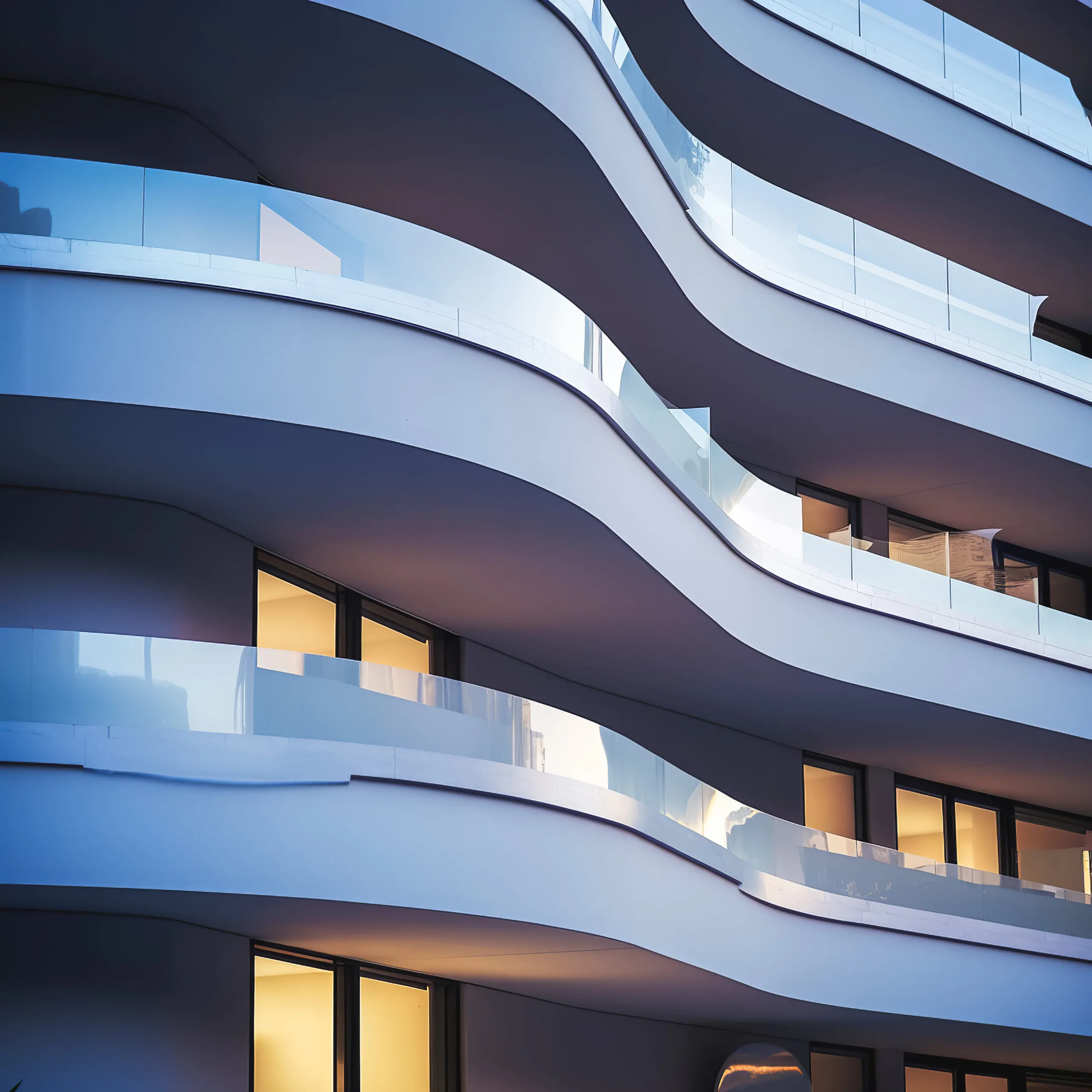 Architecture modern building design close up. White building against the blue sky. Ai art